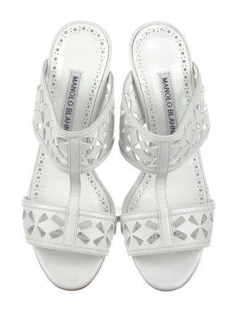 Manolo Blahnik Leather Cutout Accent Slides