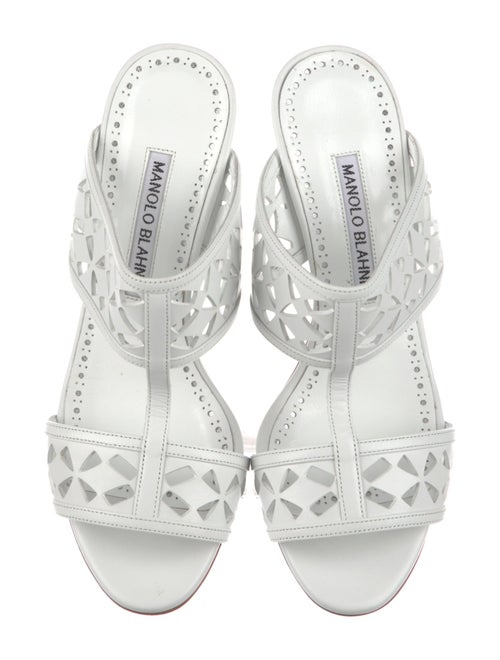 Manolo Blahnik Leather Cutout Accent Slides