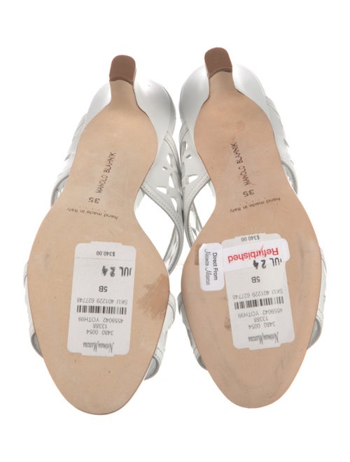 Manolo Blahnik Leather Cutout Accent Slides