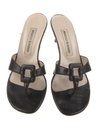 Manolo Blahnik Leather Slides