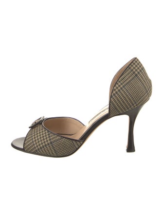 Manolo Blahnik Canvas Printed Sandals