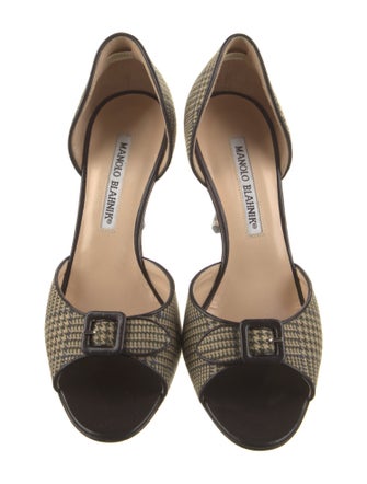 Manolo Blahnik Canvas Printed Sandals