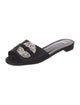 Manolo Blahnik Satin Crystal Embellishments Slides