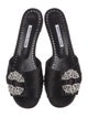 Manolo Blahnik Satin Crystal Embellishments Slides