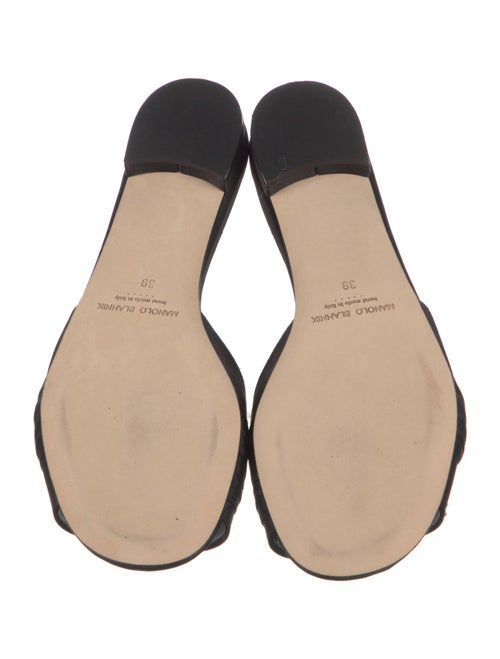 Manolo Blahnik Satin Crystal Embellishments Slides