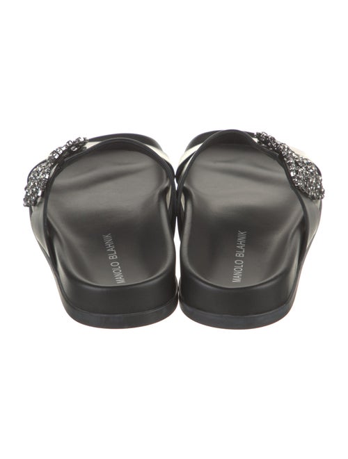 Manolo Blahnik Satin Crystal Embellishments Slides