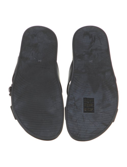 Manolo Blahnik Satin Crystal Embellishments Slides