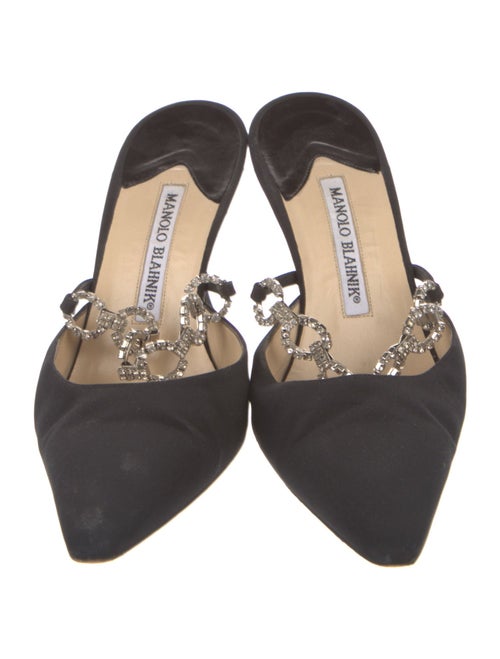 Manolo Blahnik Satin Crystal Embellishments Mules