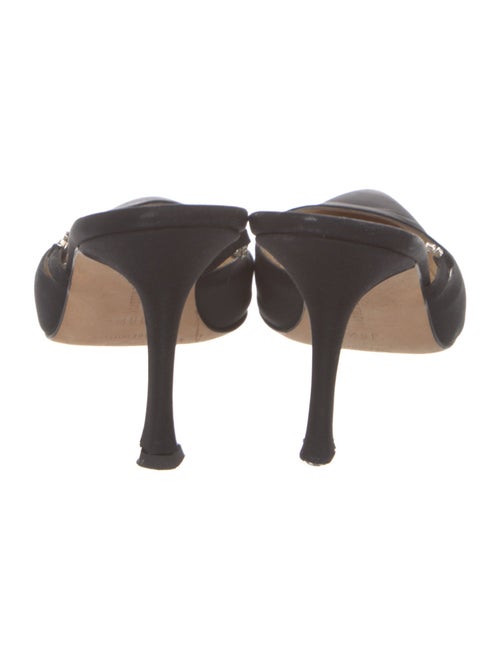 Manolo Blahnik Satin Crystal Embellishments Mules