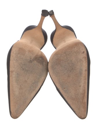 Manolo Blahnik Satin Crystal Embellishments Mules