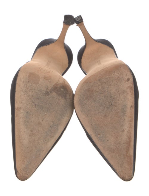 Manolo Blahnik Satin Crystal Embellishments Mules