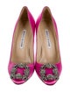 Manolo Blahnik Satin Crystal Embellishments Pumps