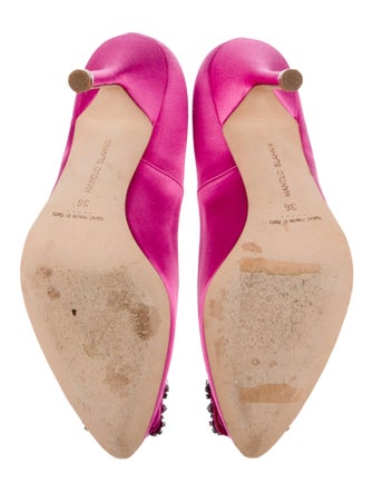 Manolo Blahnik Satin Crystal Embellishments Pumps