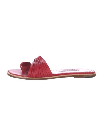 Manolo Blahnik Leather Pleated Accents Slides