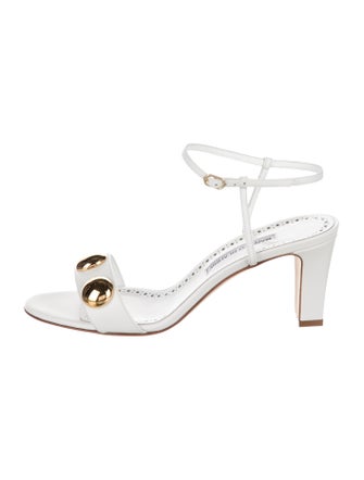 Manolo Blahnik Leather Studded Accents Sandals