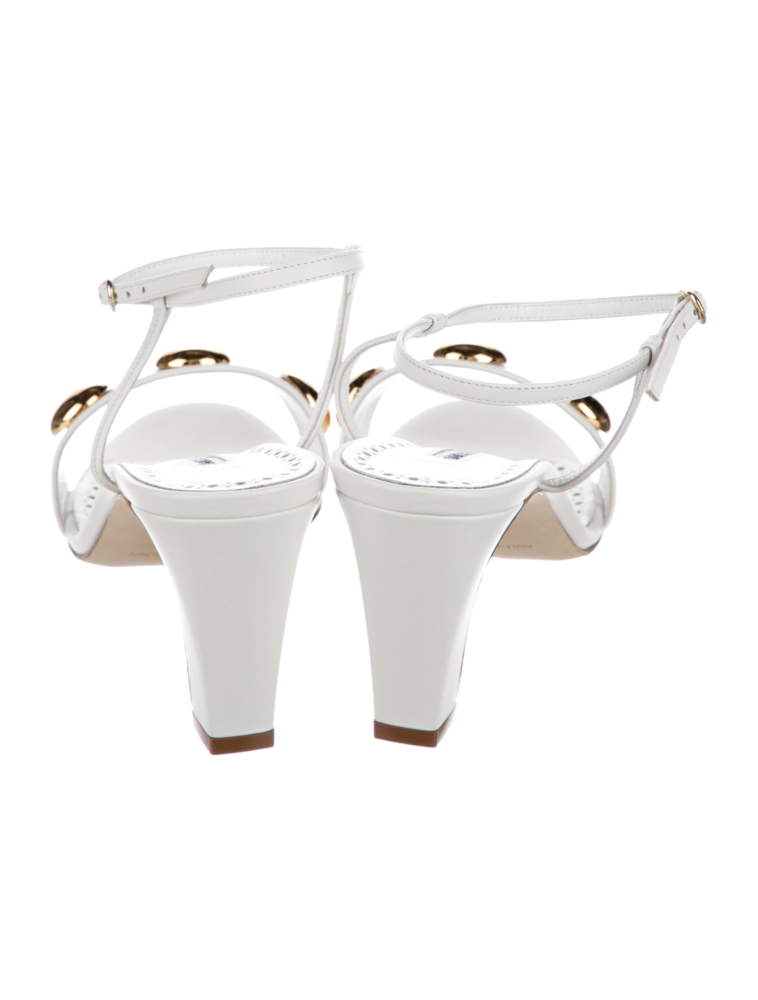 Manolo Blahnik Leather Studded Accents Sandals