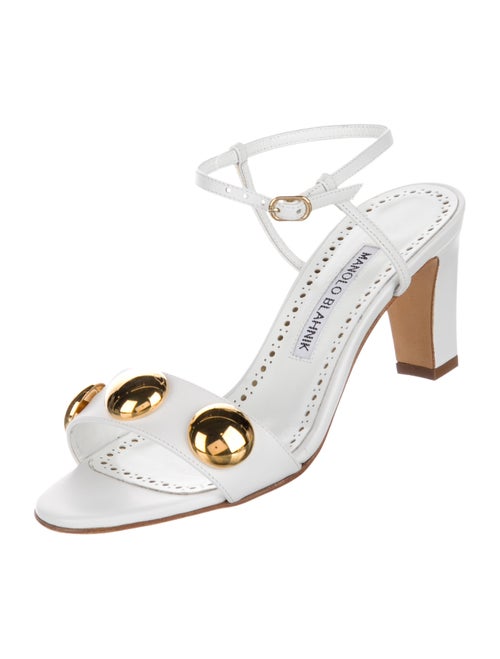 Manolo Blahnik Leather Studded Accents Sandals