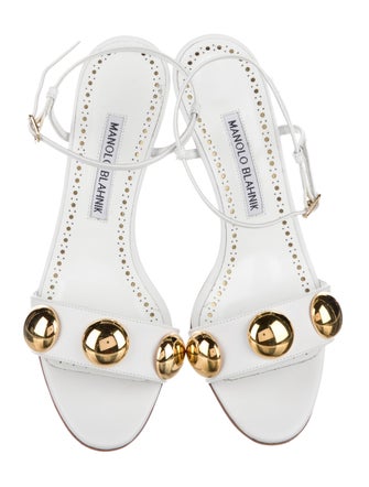 Manolo Blahnik Leather Studded Accents Sandals