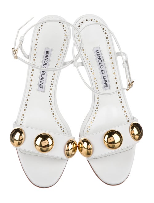 Manolo Blahnik Leather Studded Accents Sandals