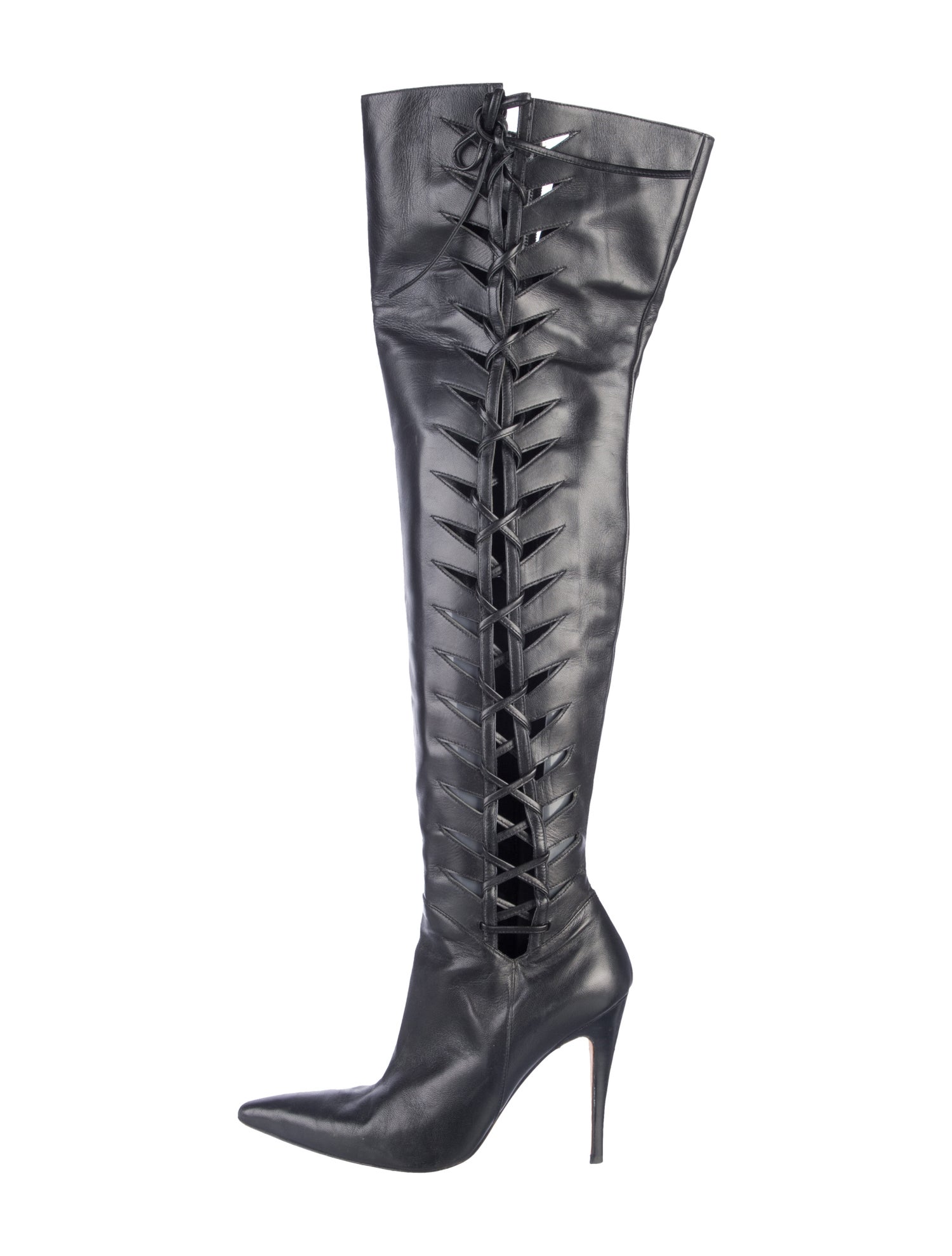 Manolo Blahnik Leather Cutout Accent Boots