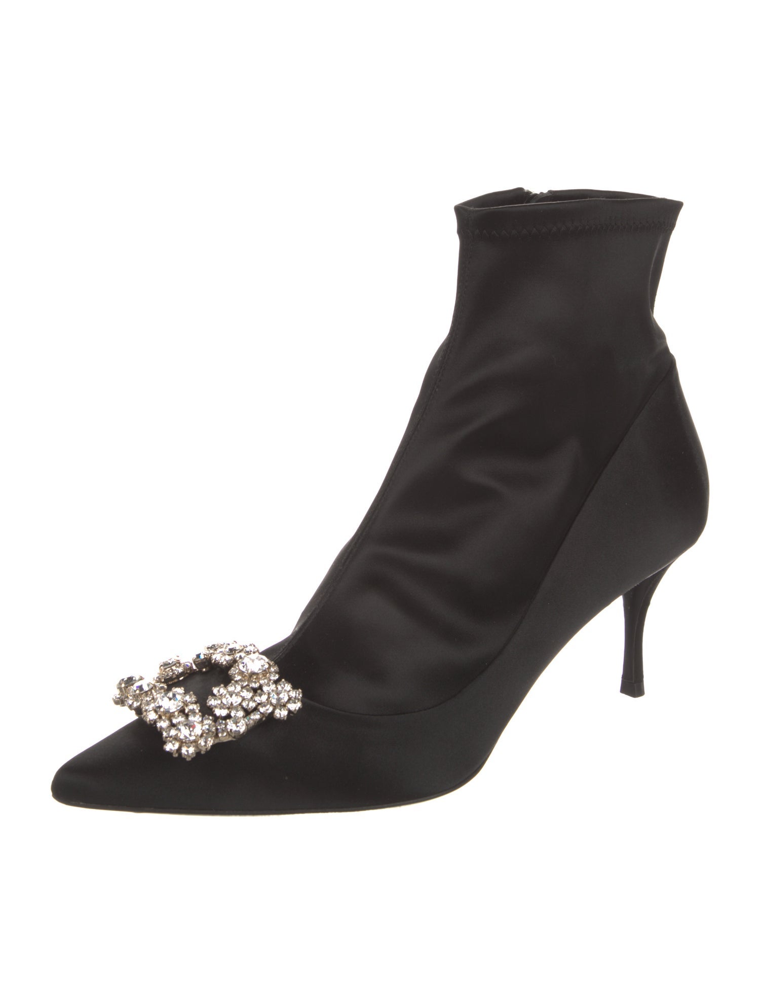 Roger Vivier Satin Crystal Embellishments Sock Boots