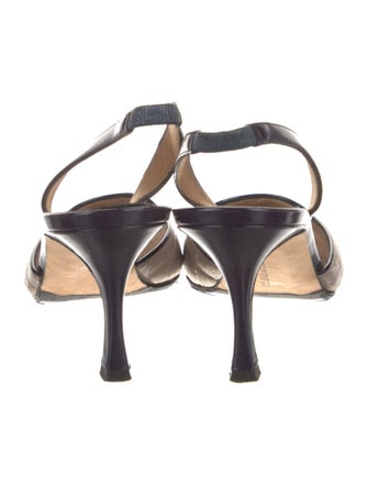 Manolo Blahnik Leather Colorblock Pattern Slingback Pumps