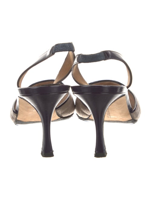 Manolo Blahnik Leather Colorblock Pattern Slingback Pumps