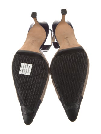 Manolo Blahnik Leather Colorblock Pattern Slingback Pumps