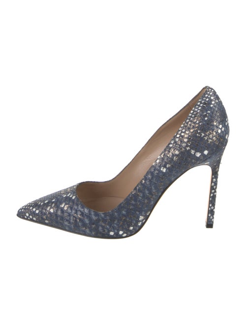 Manolo Blahnik Suede Leather Trim Embellishment Pumps