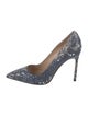 Manolo Blahnik Suede Leather Trim Embellishment Pumps