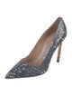 Manolo Blahnik Suede Leather Trim Embellishment Pumps