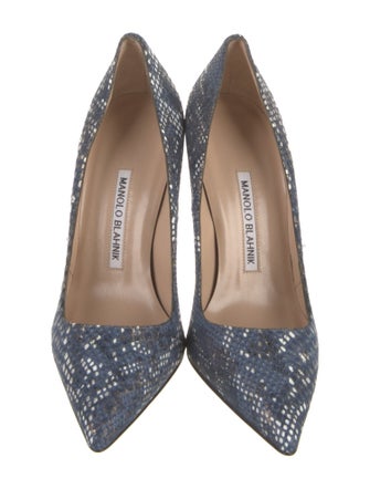 Manolo Blahnik Suede Leather Trim Embellishment Pumps