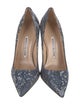 Manolo Blahnik Suede Leather Trim Embellishment Pumps
