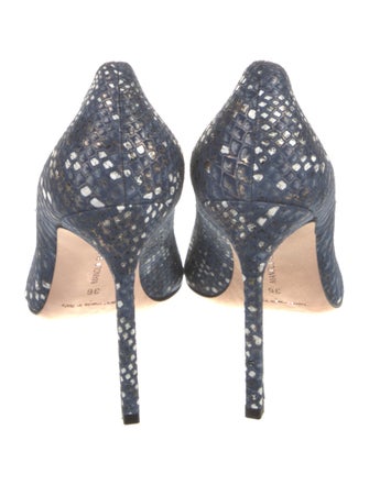 Manolo Blahnik Suede Leather Trim Embellishment Pumps