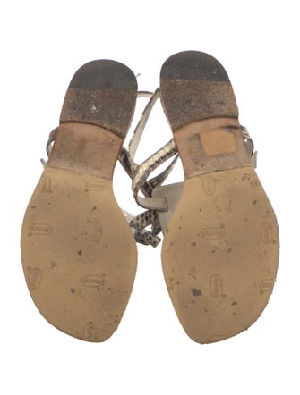 Manolo Blahnik Snakeskin Animal Print T-Strap Sandals