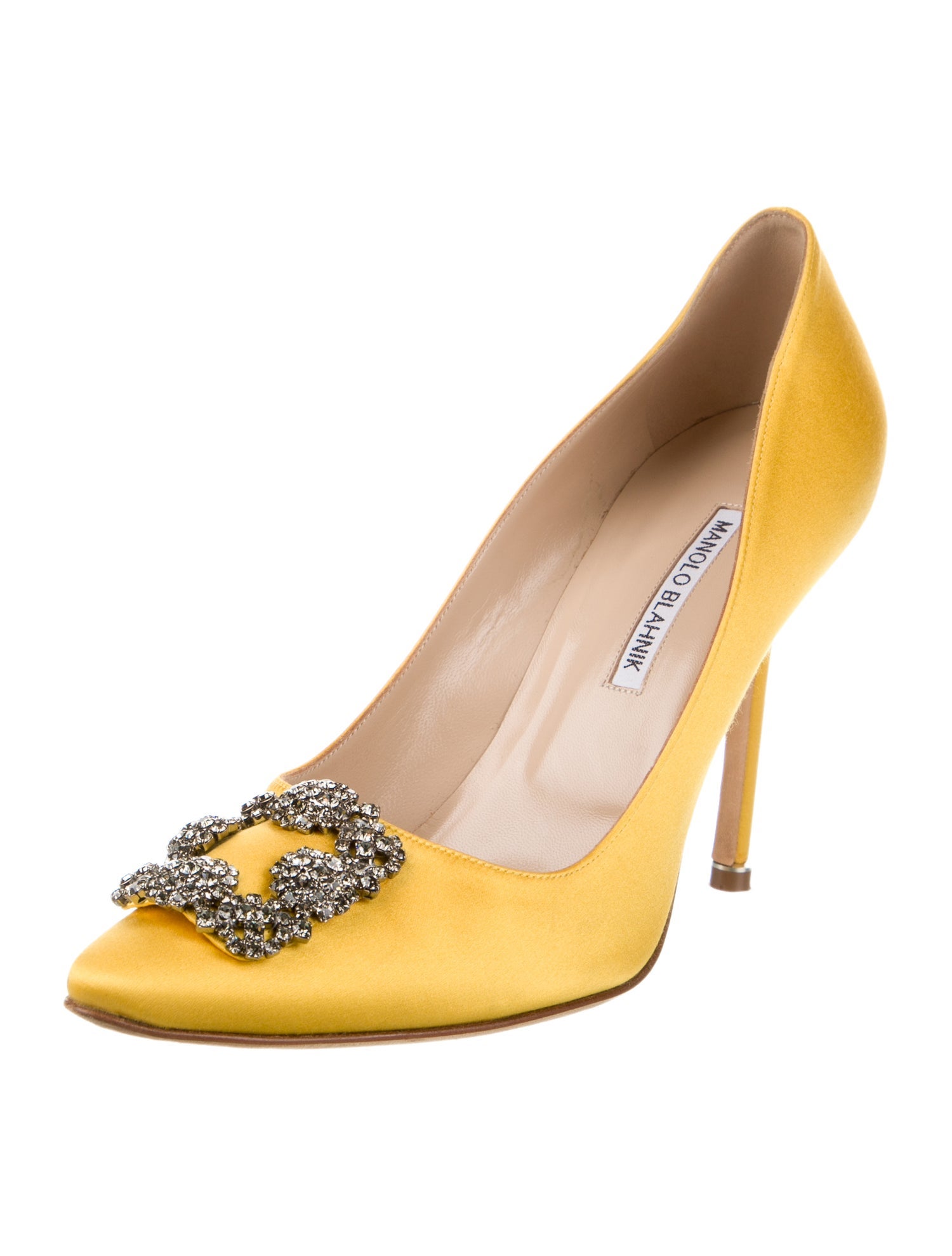 Manolo Blahnik Satin Crystal Embellishments Pumps