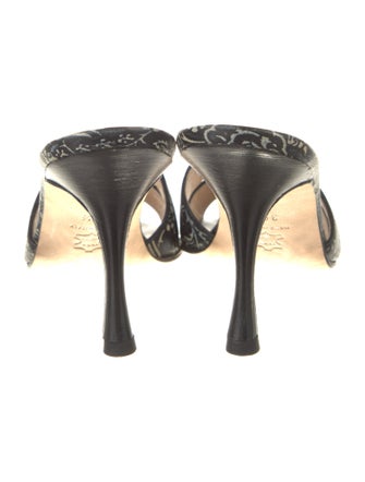 Manolo Blahnik Leather Printed Slides