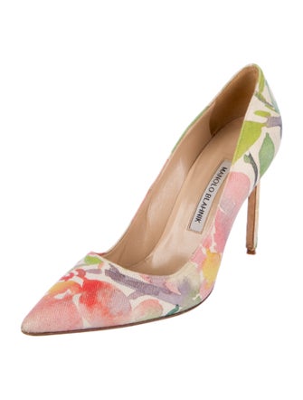 Manolo Blahnik Canvas Floral Print Pumps