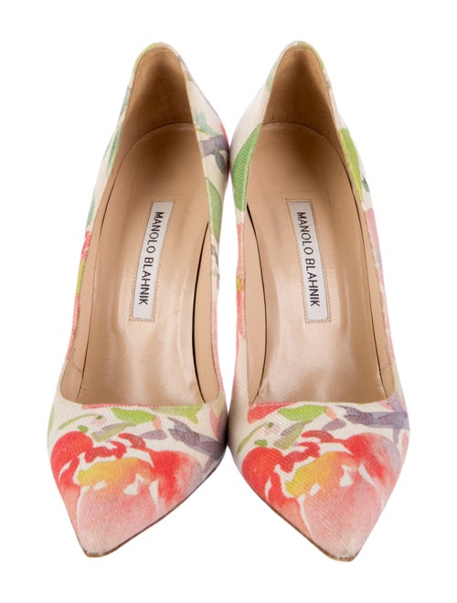 Manolo Blahnik Canvas Floral Print Pumps