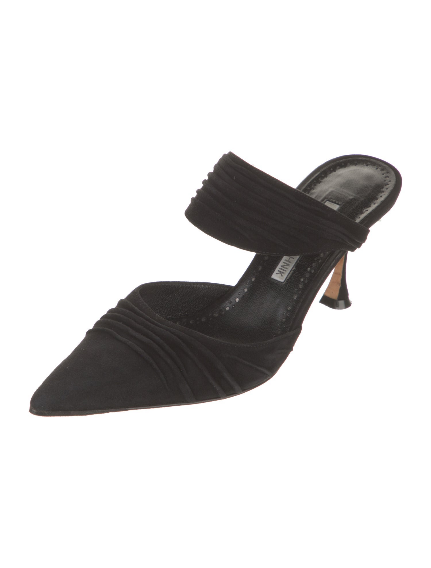 Manolo Blahnik Suede Bow Accents Mules