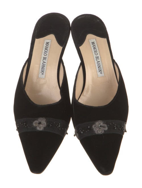 Manolo Blahnik Velvet Beaded Accents Mules