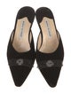 Manolo Blahnik Velvet Beaded Accents Mules