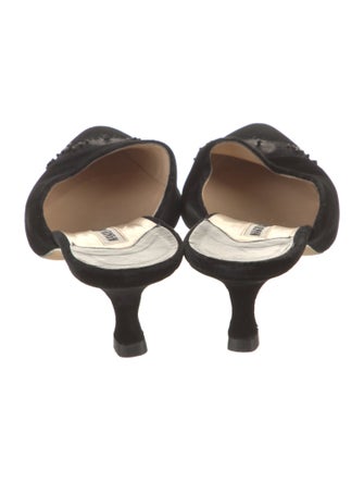 Manolo Blahnik Velvet Beaded Accents Mules