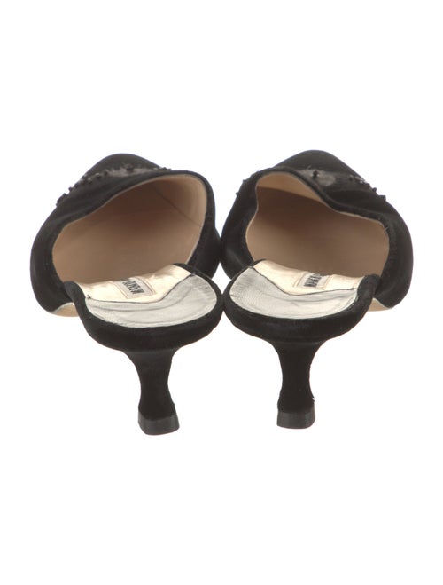 Manolo Blahnik Velvet Beaded Accents Mules