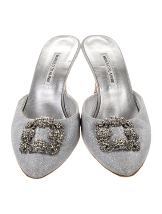 Manolo Blahnik Glitter Accents Mules