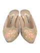 Manolo Blahnik Suede Floral Print Mules