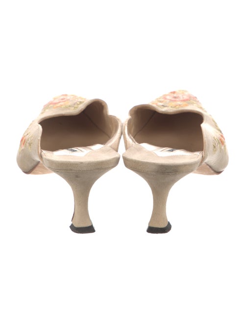 Manolo Blahnik Suede Floral Print Mules
