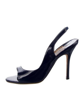 Manolo Blahnik Patent Leather Slingback Sandals