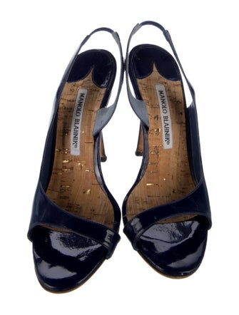 Manolo Blahnik Patent Leather Slingback Sandals
