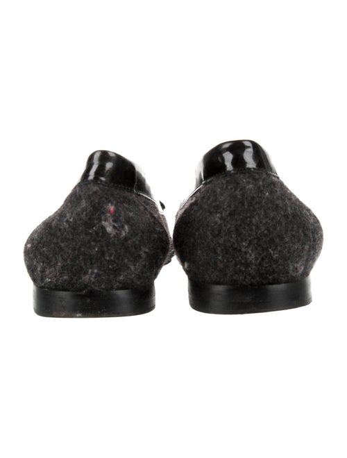 Manolo Blahnik Wool Leather Trim Embellishment Loafers